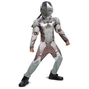 Overwatch Genji Boys Cosplay Halloween Costume Mask Size S 4-6 Gaming